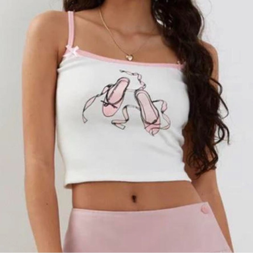 Motel Rocks Pink and White Ballet Tank Top